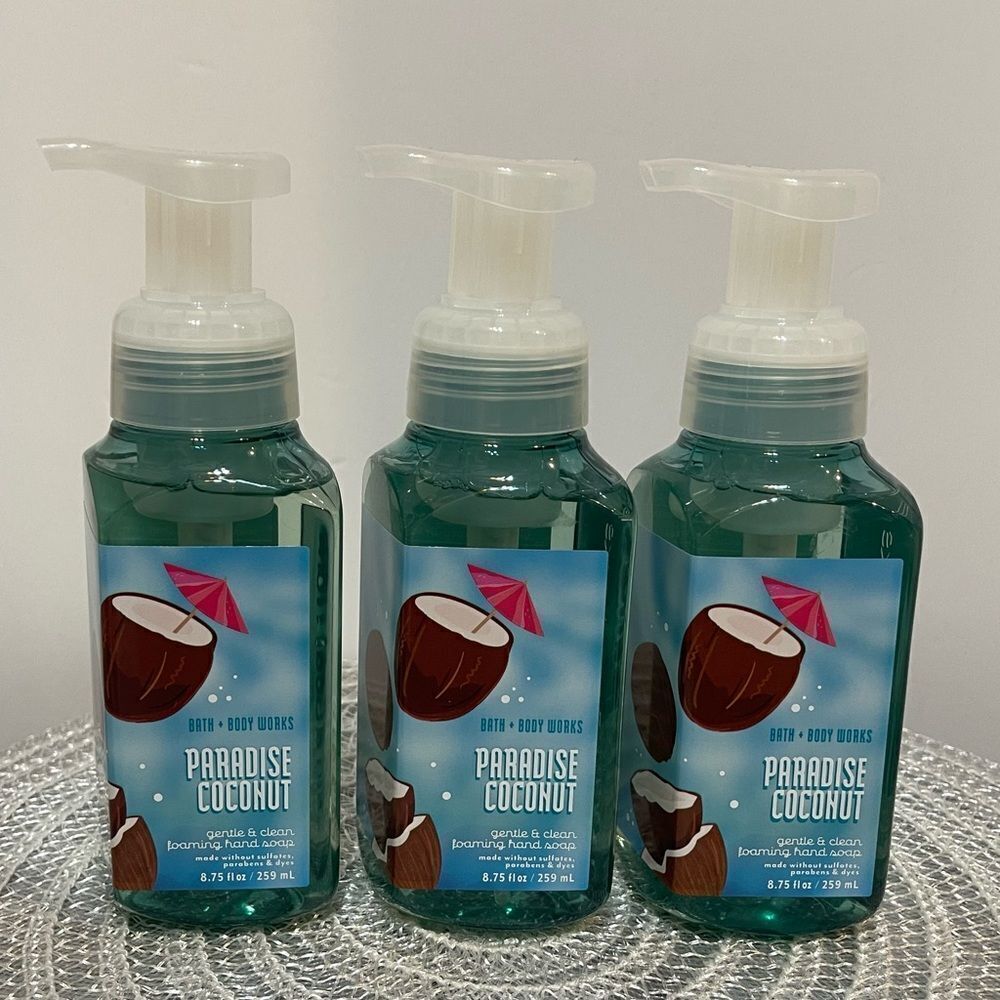 BBW Paradise Coconut Foaming Hand Soap Set of 3 NWT